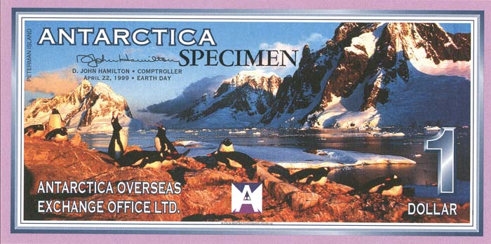 Antarctica - 1 Dollar - Specimen - 1999 dated Foreign Paper Money